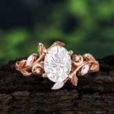 4 Prong Nature Inspired Leafy Vine Pear Cut Moissanite Engagement Ring